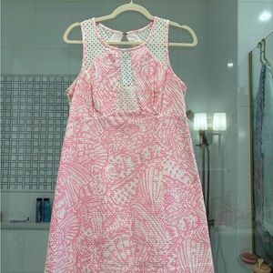 Lilly Pink and White Sleeveless Patterned Dress